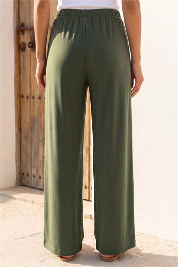 Petite Elastic Waist Wide Leg Stretch Trouser 18052940