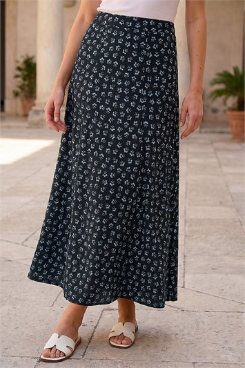 Blue Floral Paisley Print Skirt