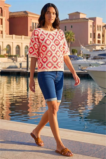 Floral Crochet Knit Top 16337472
