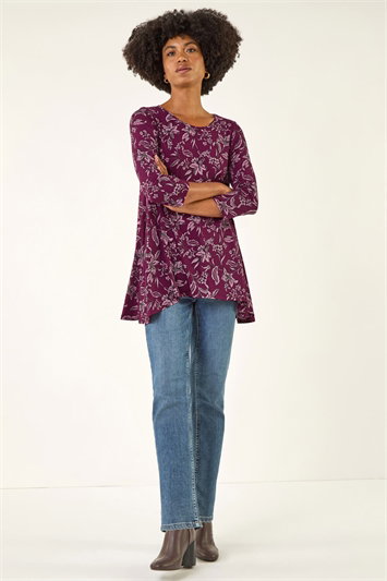 Floral Hanky Hem Tunic Top 19463915