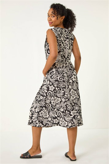 Petite Print Button Down Pocket Dress 14600908