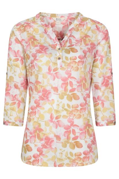 Pink Petra Leaf Print 3/4 Sleeve Blouse