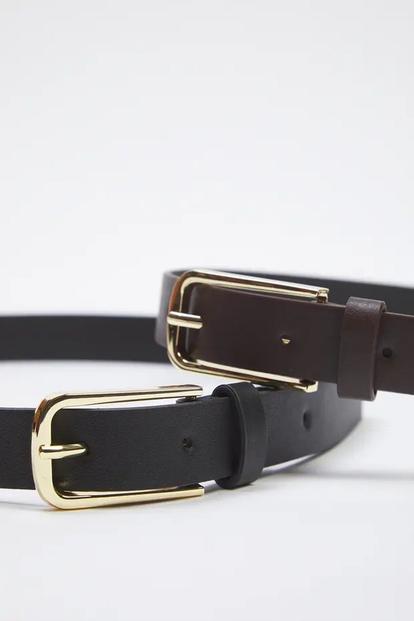 Multi Double Pack Gold Buckle Classic Faux Leather Belt