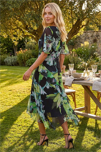 Botanical Floral Frill Dress 14703434