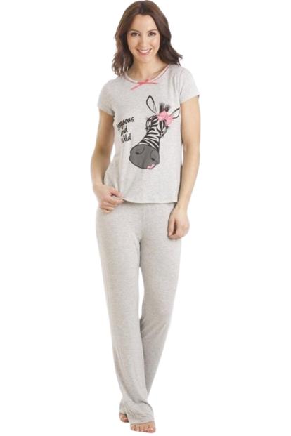 Grey Zebra Motif Pyjama Set