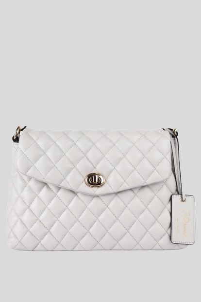 Black 'Tramonto Toscana' Real Leather Flapover Quilted Bag