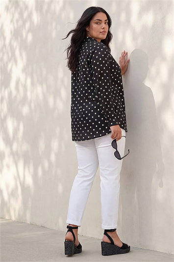 Curve Spot Print Button Shirt 10143308