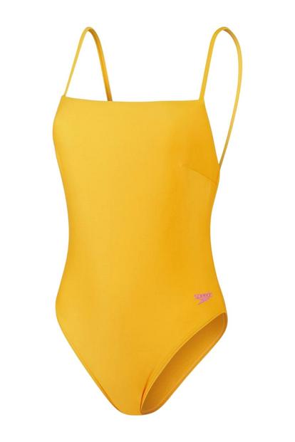 Yellow Embroidered Logo One Piece Swimsuit