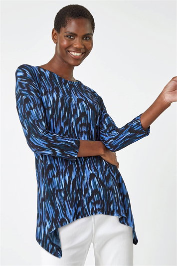 Abstract Print Tie Back Stretch Top 19248709