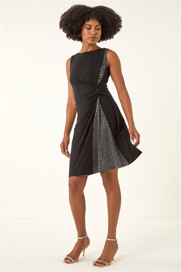 Side Twist Sleeveless Glitter Dress 14329408