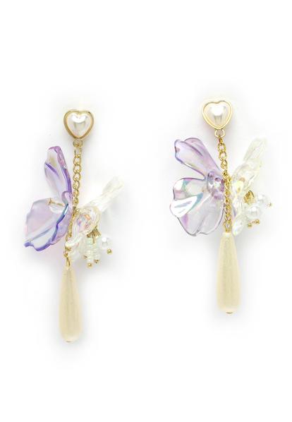 Purple Lavender Butterfly Drop Earrings