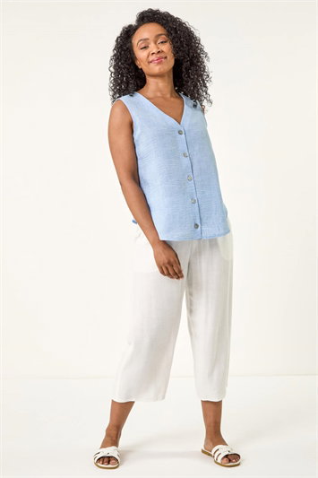 Petite Buttoned Sleeveless Blouse 10210809
