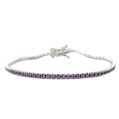 Purple Sterling Silver Amethyst Gemstone Tennis Bracelet