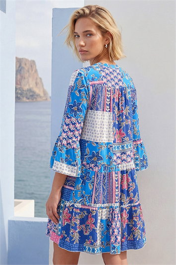 Patchwork Print Swing Dress 14923409