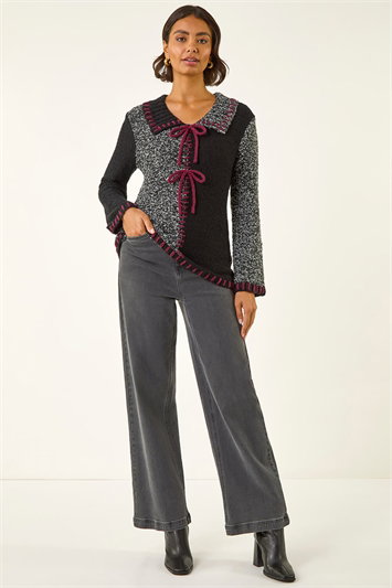 Collared Textured Stitch Knit 16312418