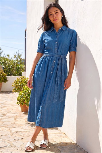 Petite Denim Midi Dress 14937029