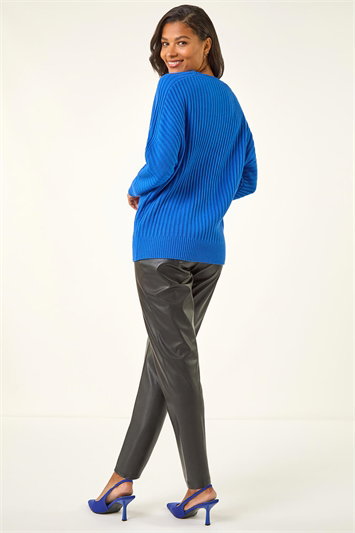 Ribbed Chevron Print Batwing Jumper 16079780