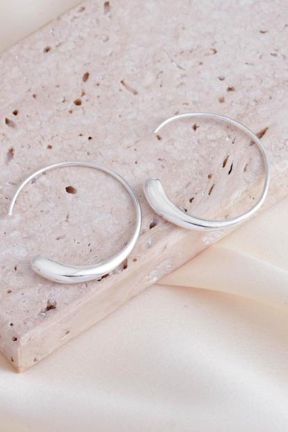 Metallic Sterling Silver Half Hoop Earrings
