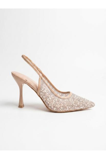 Black Cordelia Embellished Mesh Pointed Toe Heels