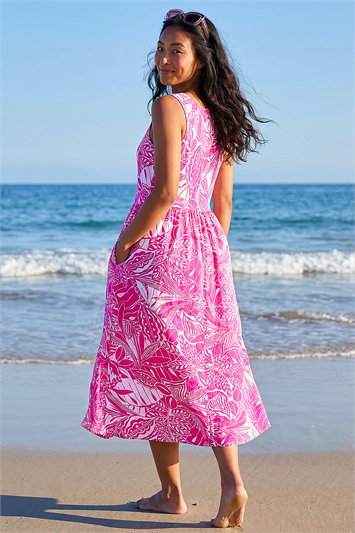 Petite Tropical Stretch Jersey Pocket Dress 14593132