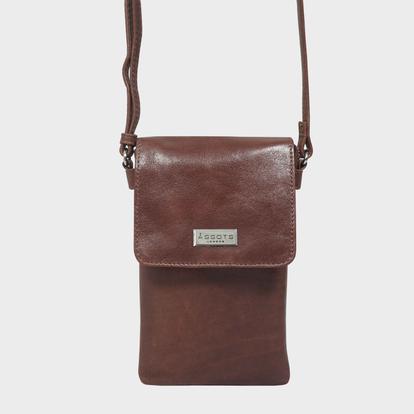 Pink 'Maria' Full Grain Real Leather Crossbody Phone Bag