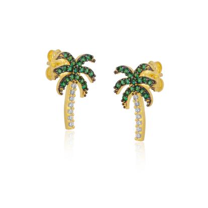 Metallic Palm Tree Sterling Silver Stud Earring