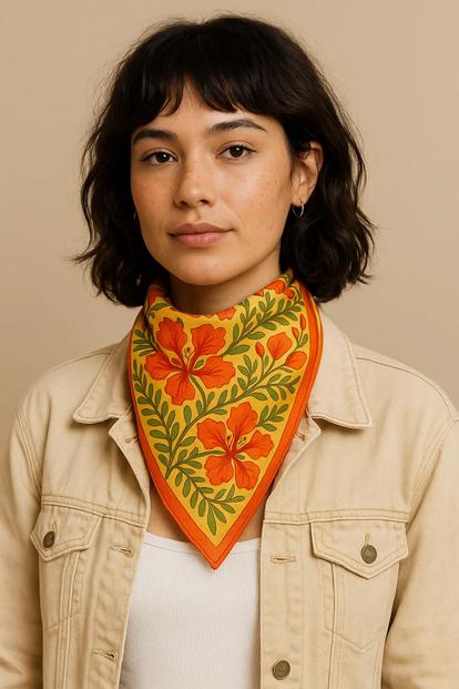Multi The Silk Inspiration Collection - Flame Trees Small Classic Neck Scarf