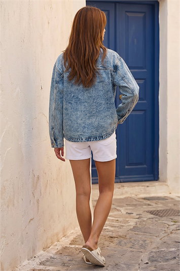 Denim Button Front Pocket Jacket 15051729
