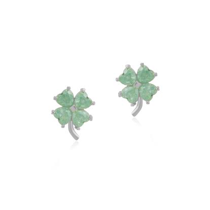 Green Four Leaf Clover Sterling Silver Stud Earrings