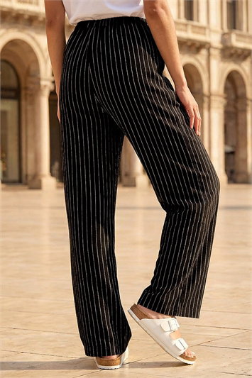 Petite Stripe Pull On Stretch Trouser 18090808