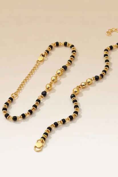 Black Gold Plated Three Ball Black Bead Kids Nazar Bracelet
