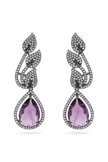 Purple Contemporary Leaf-Shaped Purple Earrings