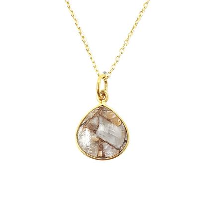 Metallic 18Ct Gold Vermeil Plated White Calcite Necklace
