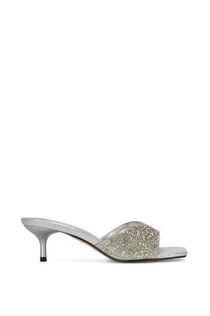 Black 'Ottilie' Sparkly Crystal Kitten Heeled Sandal Mules