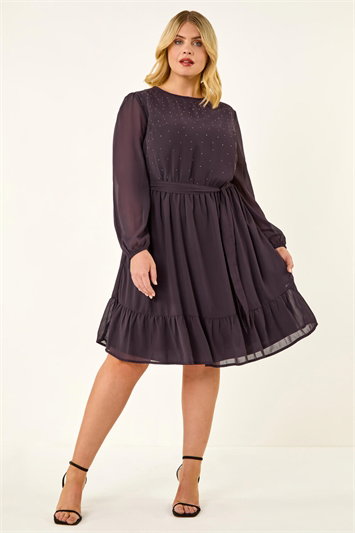 Curve Hotfix Tie Waist Dress 14770574
