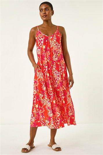 Abstract Print Swing Midi Stretch Dress 14781864