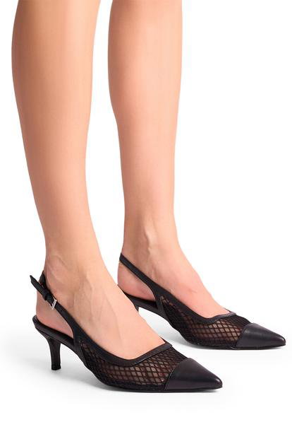 Black Roue Black Slingback Mid Court Heels