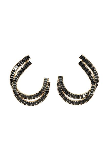 Black Diva Double C-Shaped Studded Earrings