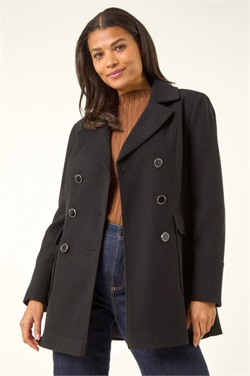 Black Double Breasted Smart Coat
