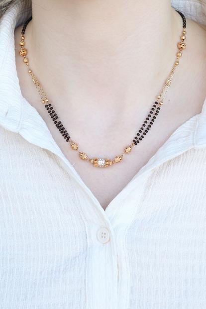 Metallic Gold Black Beaded Indian Asian Nazar Mangalsutra Choker Necklace