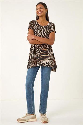 Cream Zebra Print Hanky Hem Top