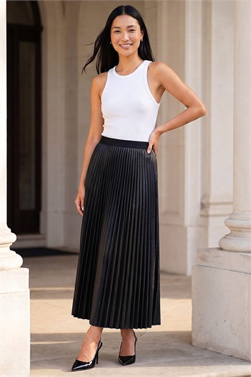 Faux Leather Pleated Skirt 17085308