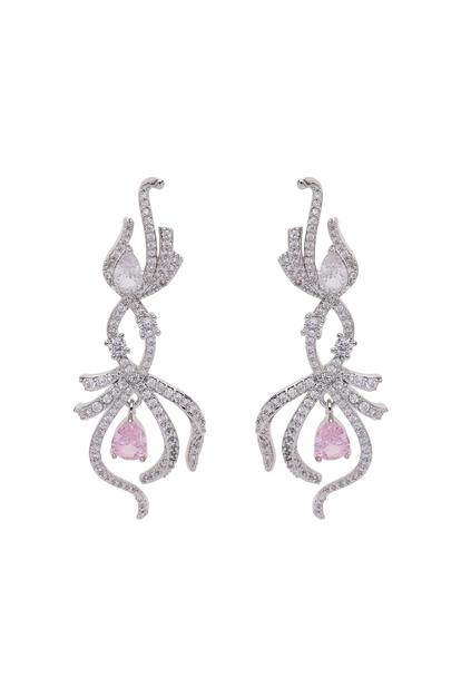 Metallic Infinity Pink Pear Shaped Earrings