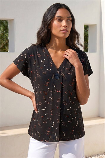 Floral Print V-Neck Top 19482808