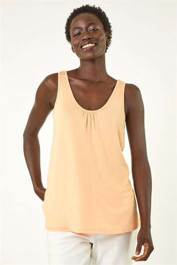 Cream V-Neck Stretch Jersey Vest Top