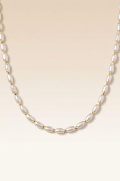 White Small White Oval Freshwater Pearl Unisex 16 Inches Everyday Choker Necklace