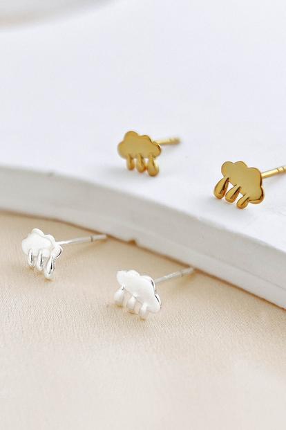 Metallic Sterling Silver Rain Cloud Studs