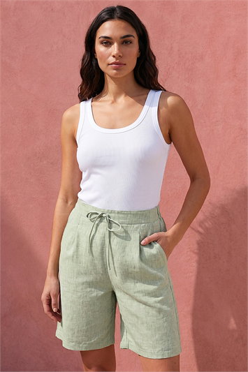 Green Textured Bermuda Short