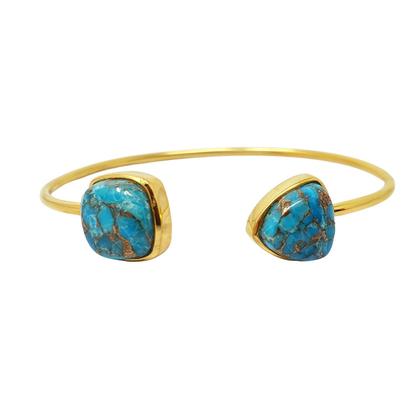 Blue Blue Turquoise Gemstone Adjustable Bangle Bracelet