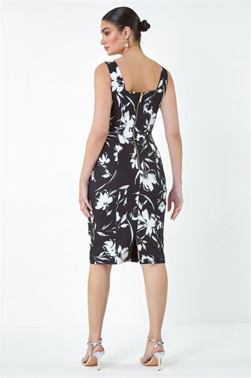Floral Corset Detail Stretch Bodycon Dress 14405008